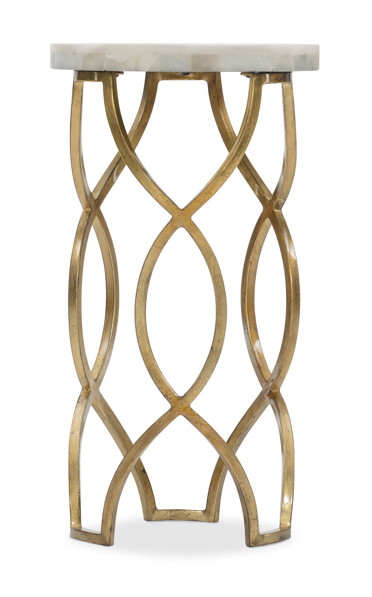 a gold metal stand with a white background