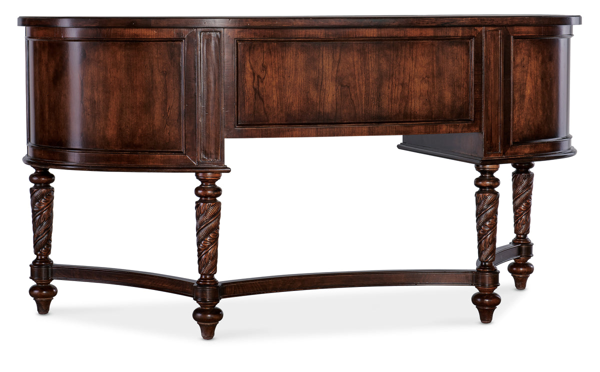 a wooden desk with a shelf