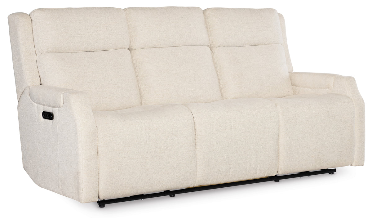 a white couch with black legs