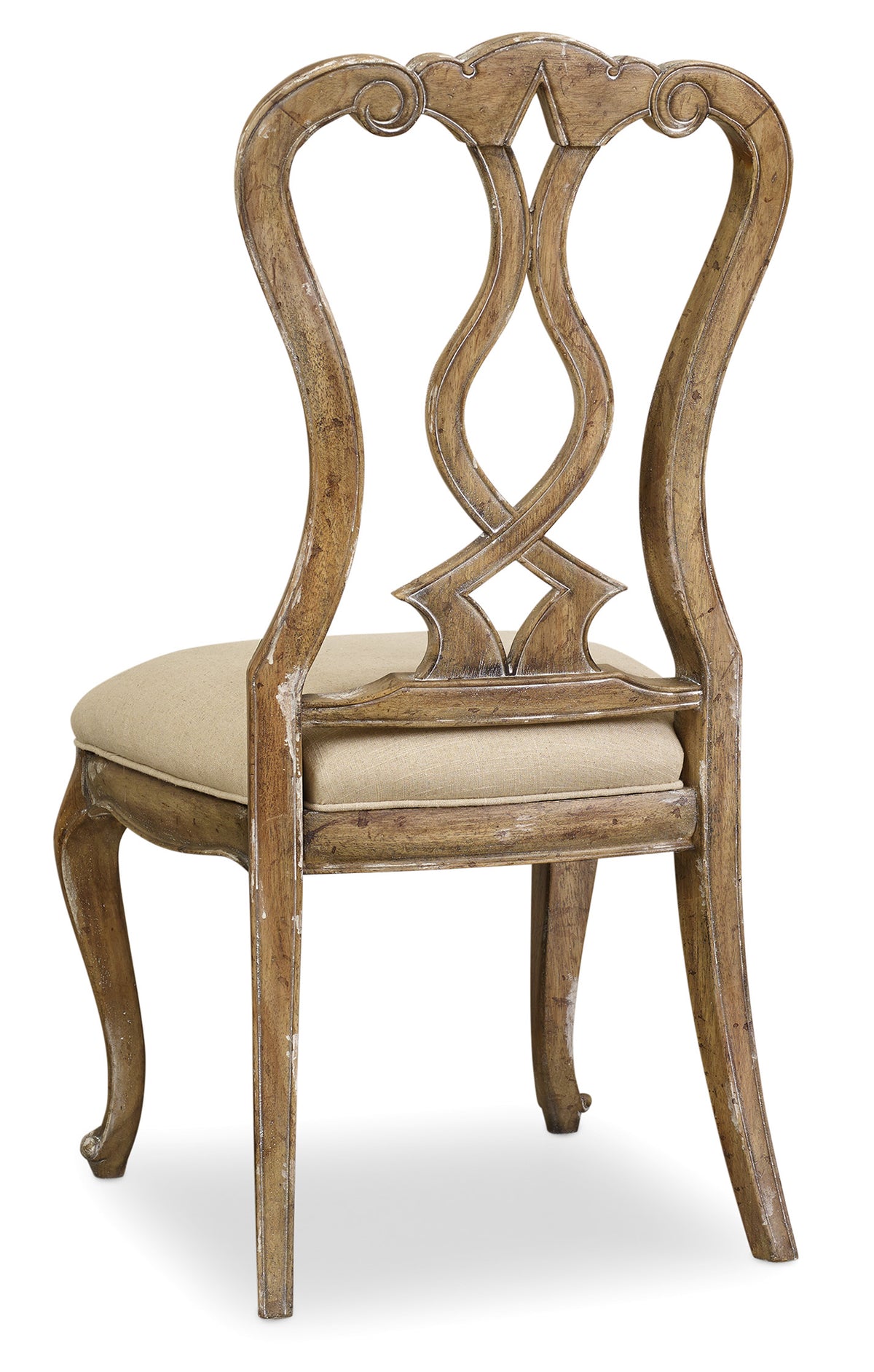 a wooden chair with a cushion