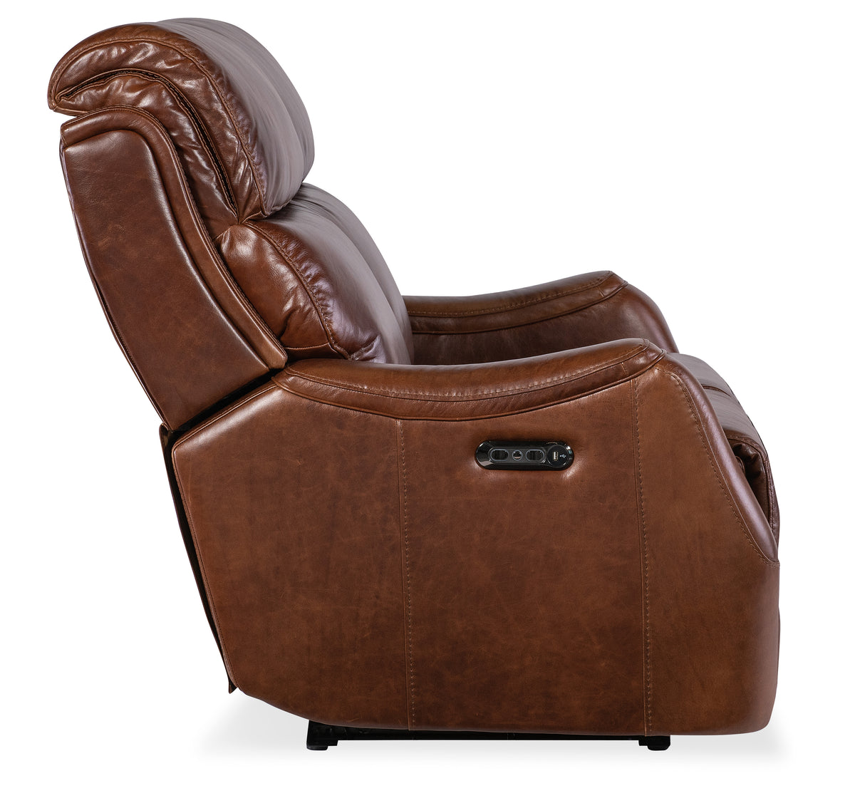 a brown leather recliner chair
