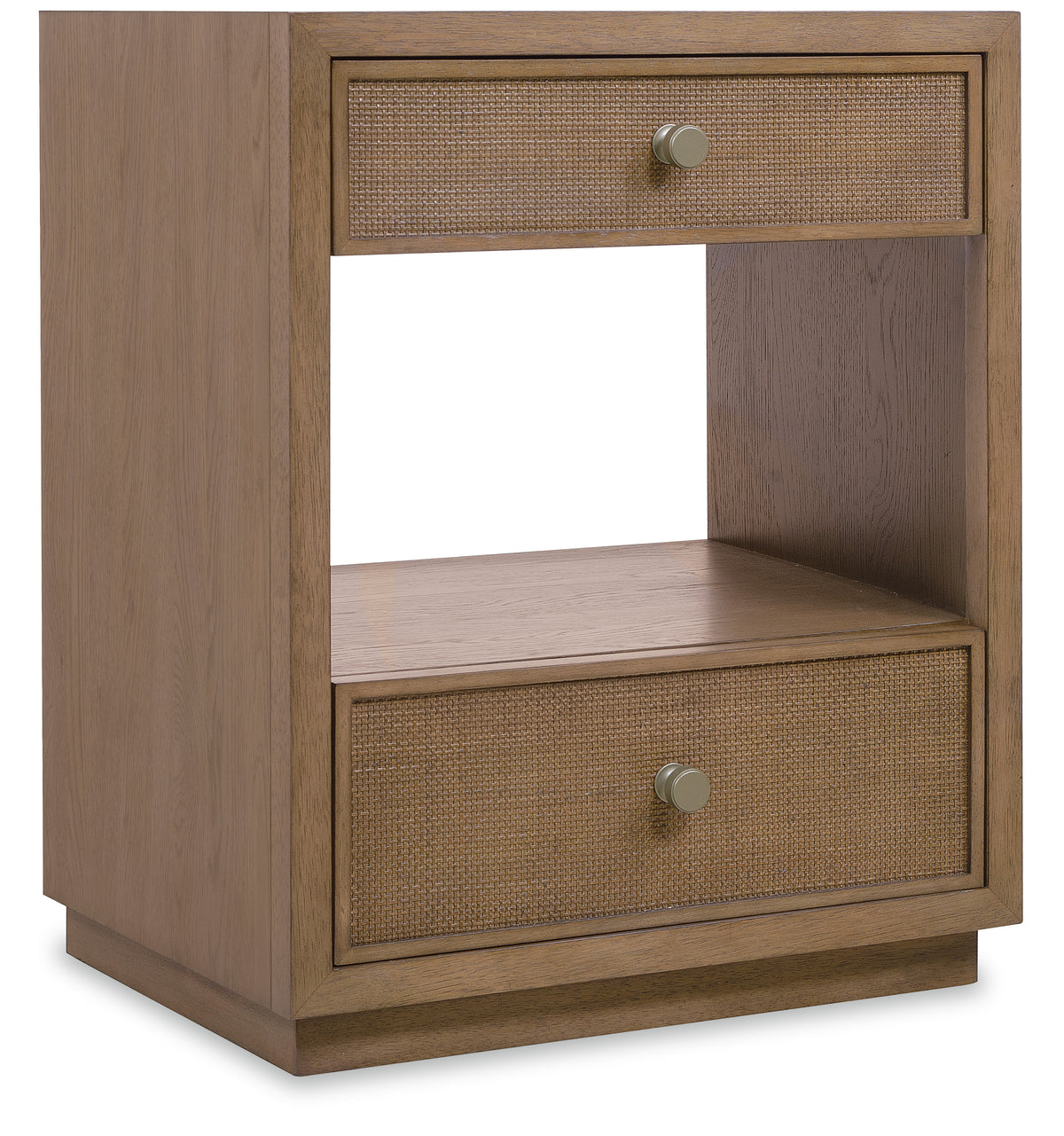a brown nightstand with two drawers