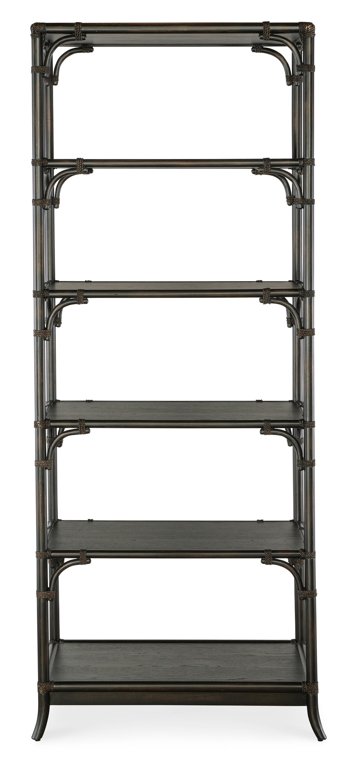 a metal shelf with metal pipes
