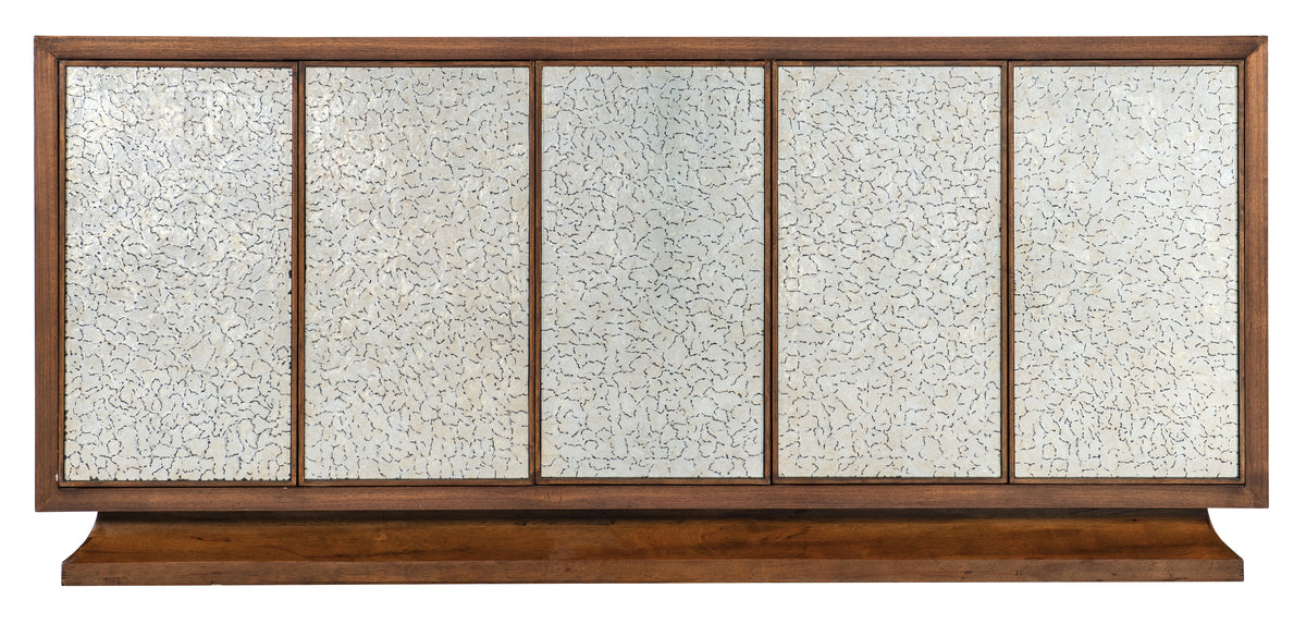 a wood frame with a white glass panel