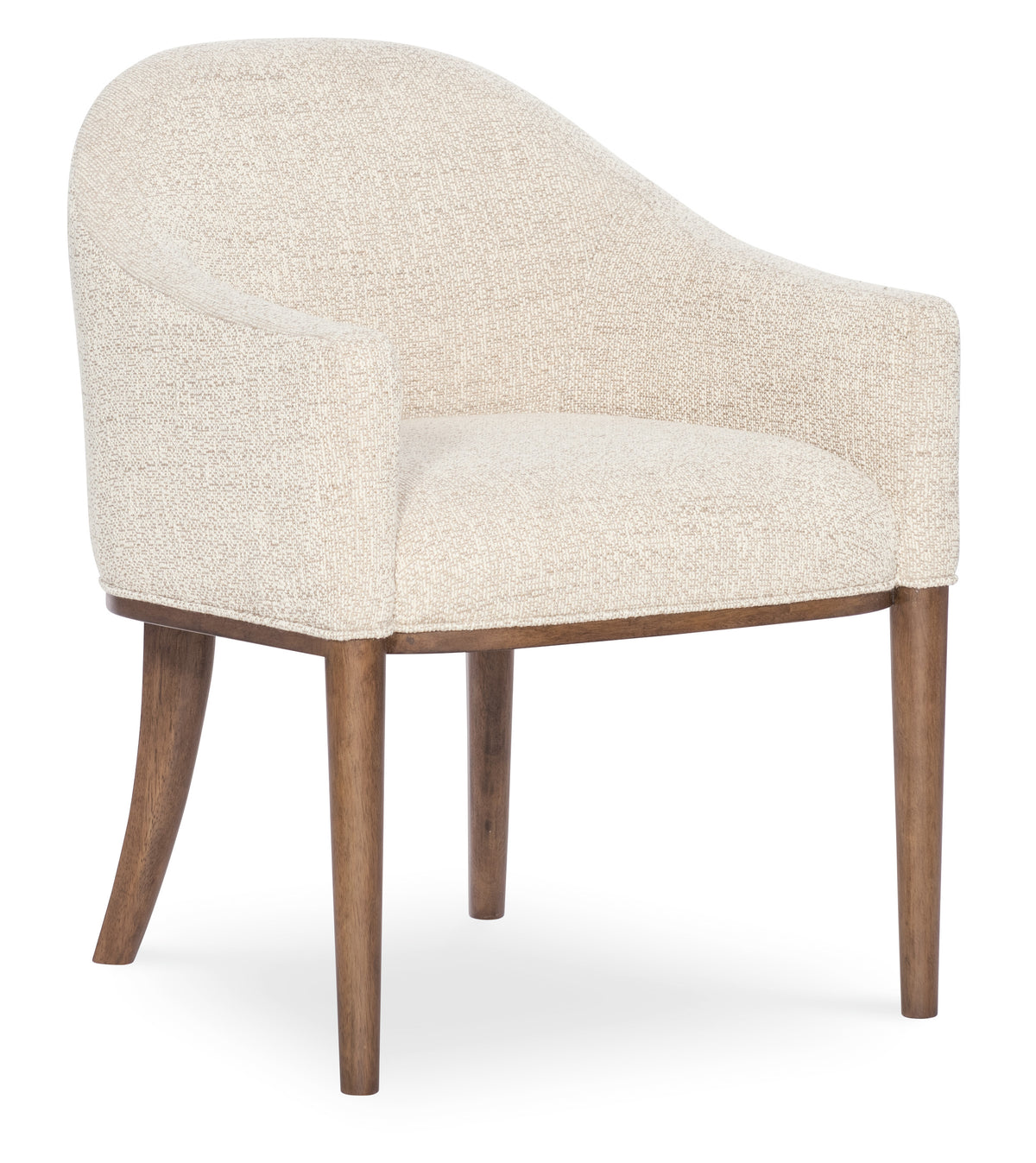 a white chair with wooden legs