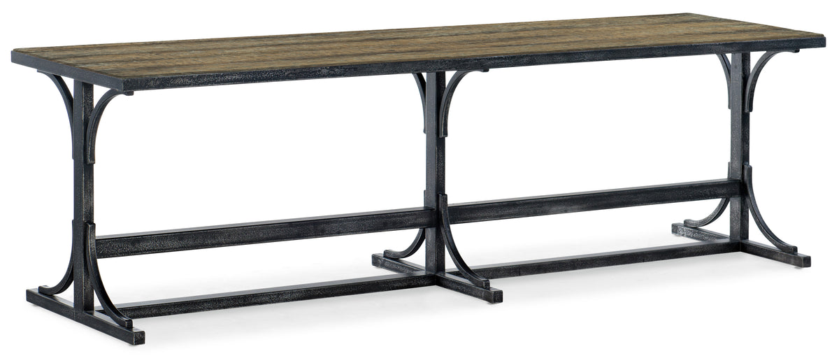 a table with a metal base