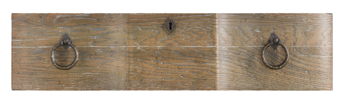 a wooden box with a keyhole