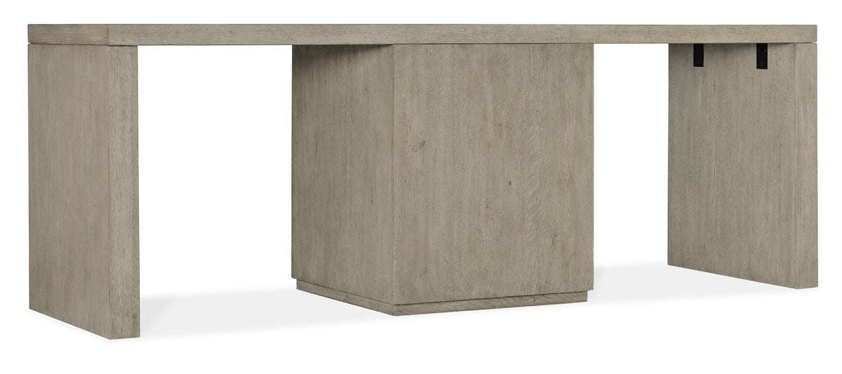 a wooden table with a white surface