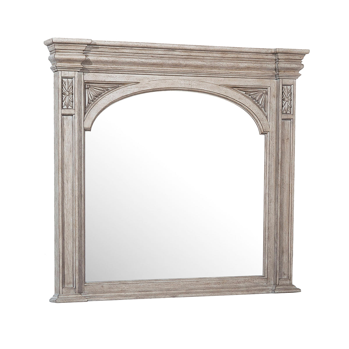 a mirror with a white frame
