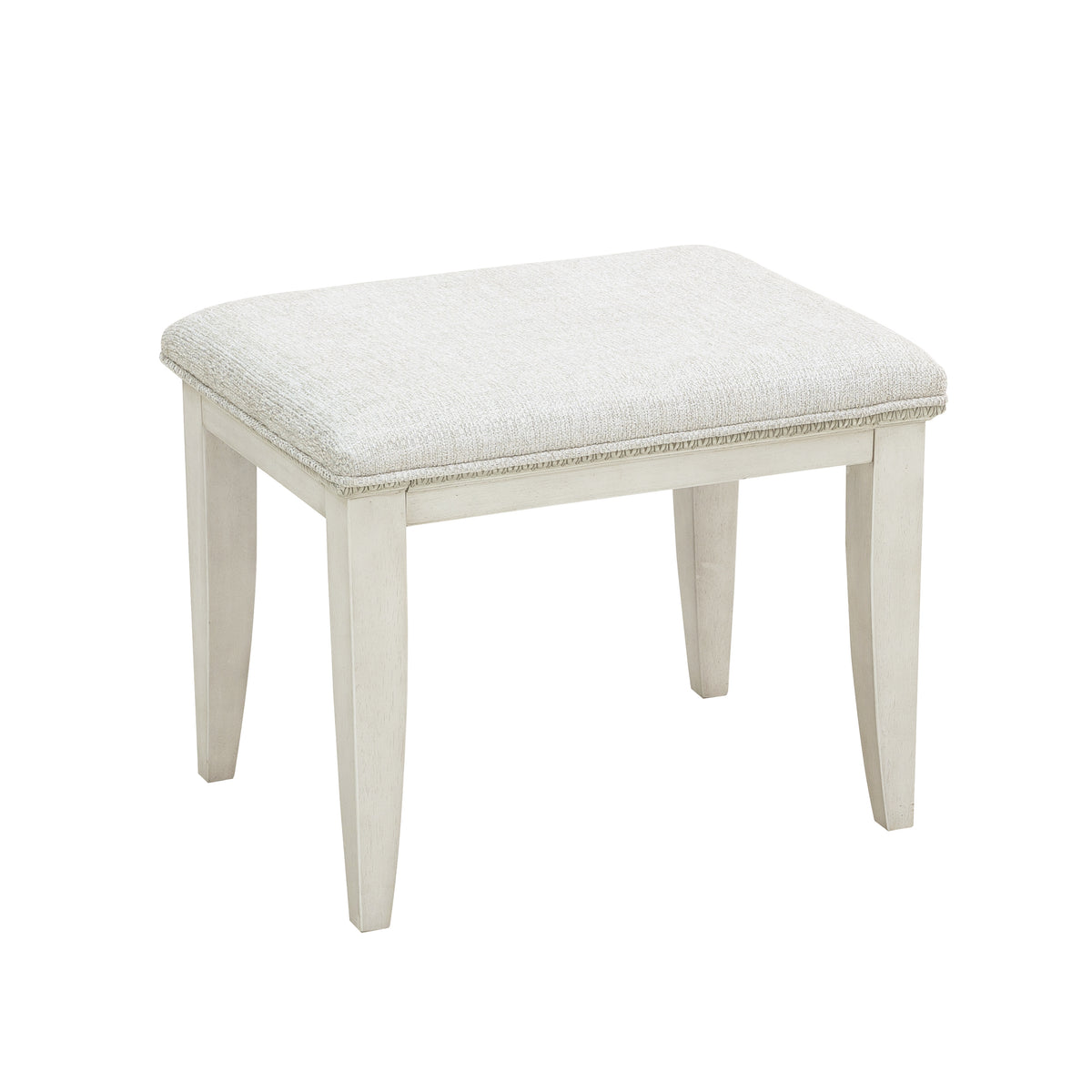 a white stool with a cushion