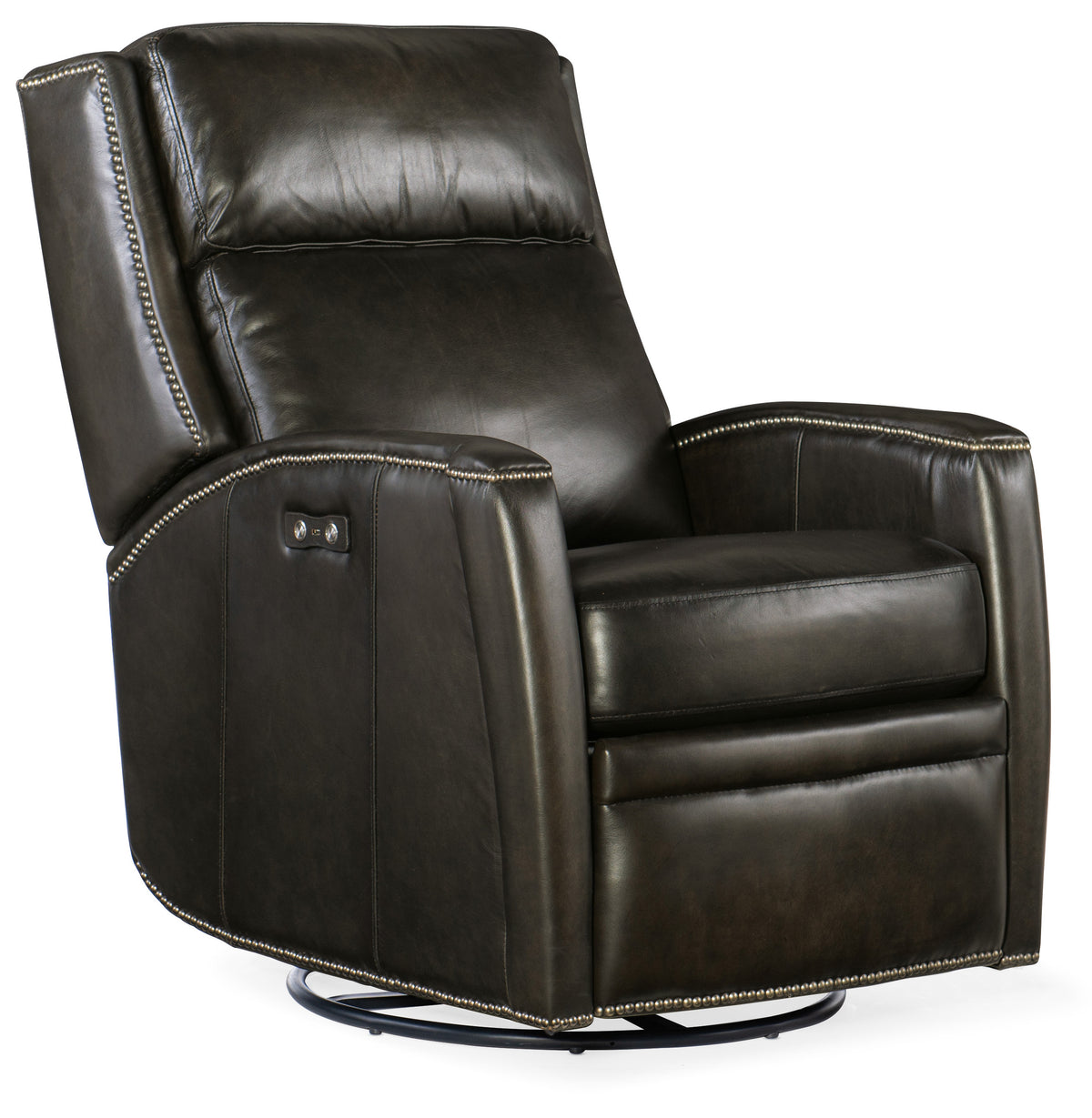 a black leather recliner chair