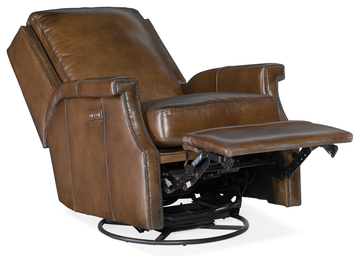a brown leather recliner chair