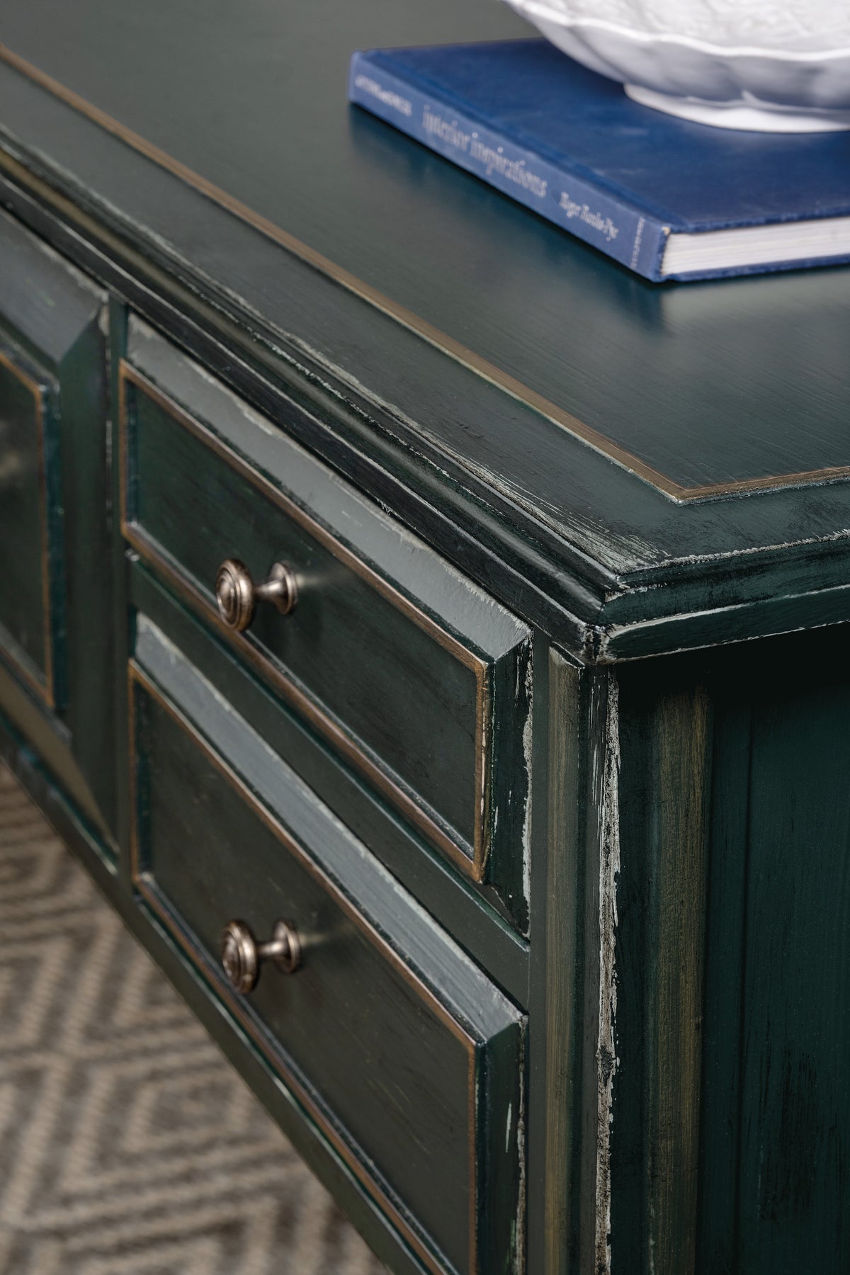 a close up of a dresser