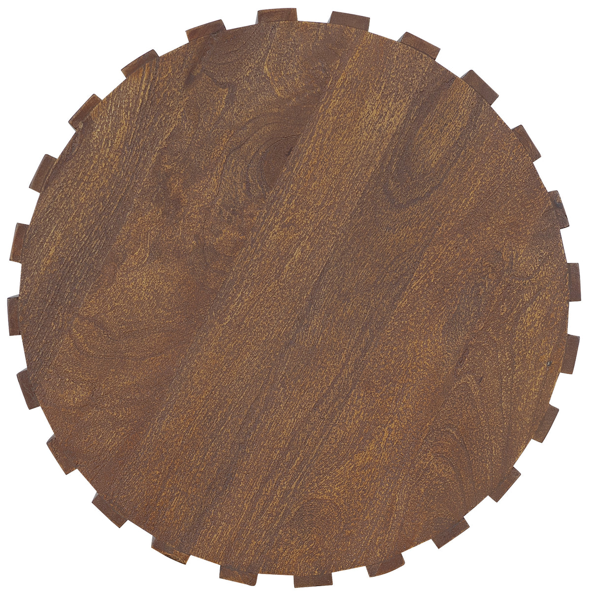 a circular wood surface with a white background