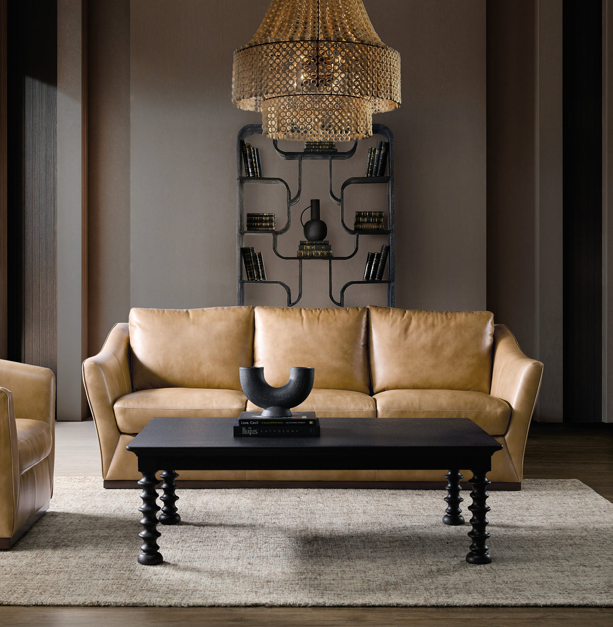 a living room with a couch and a coffee table