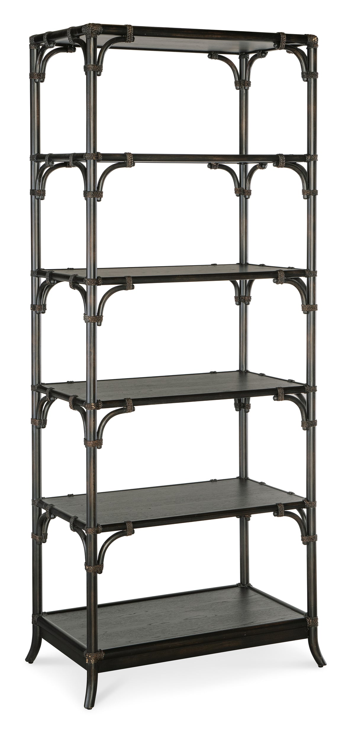 a metal shelf with four shelves