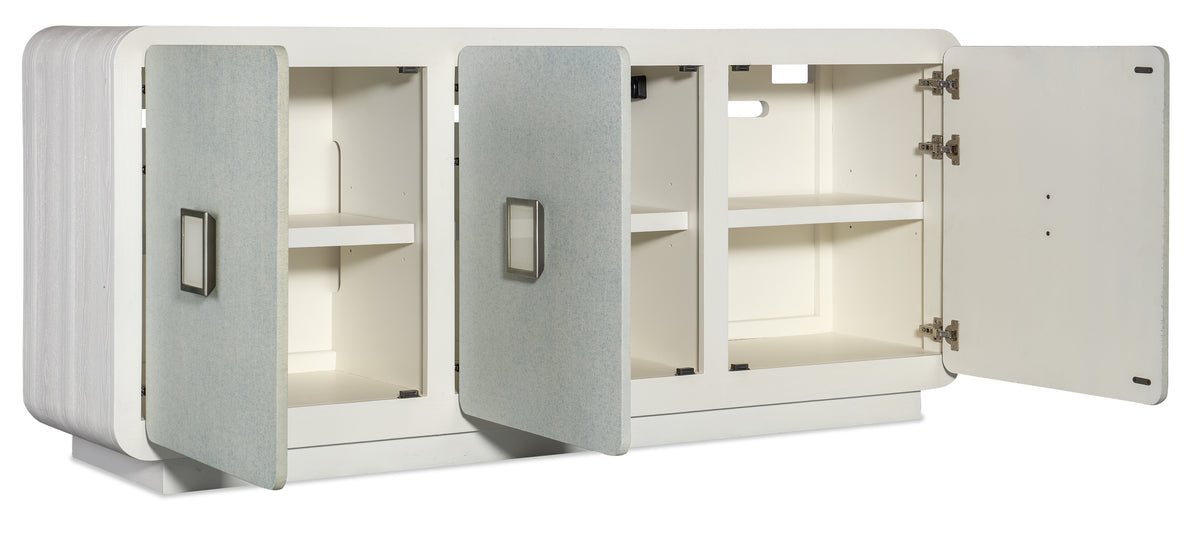 a white cabinet with a door open