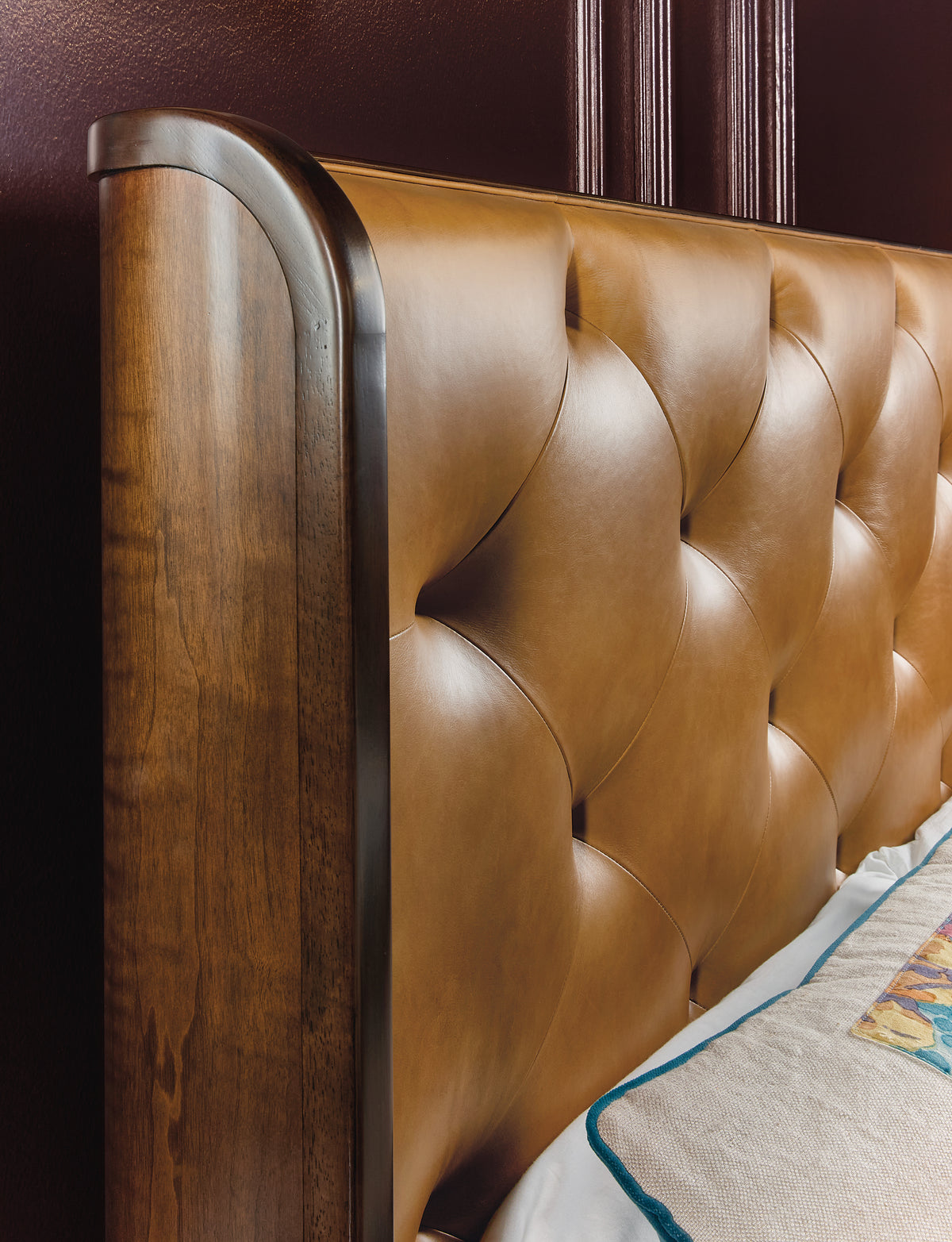 a close up of a bed