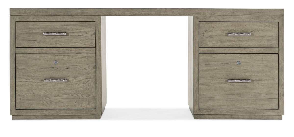 a wooden desk with drawers