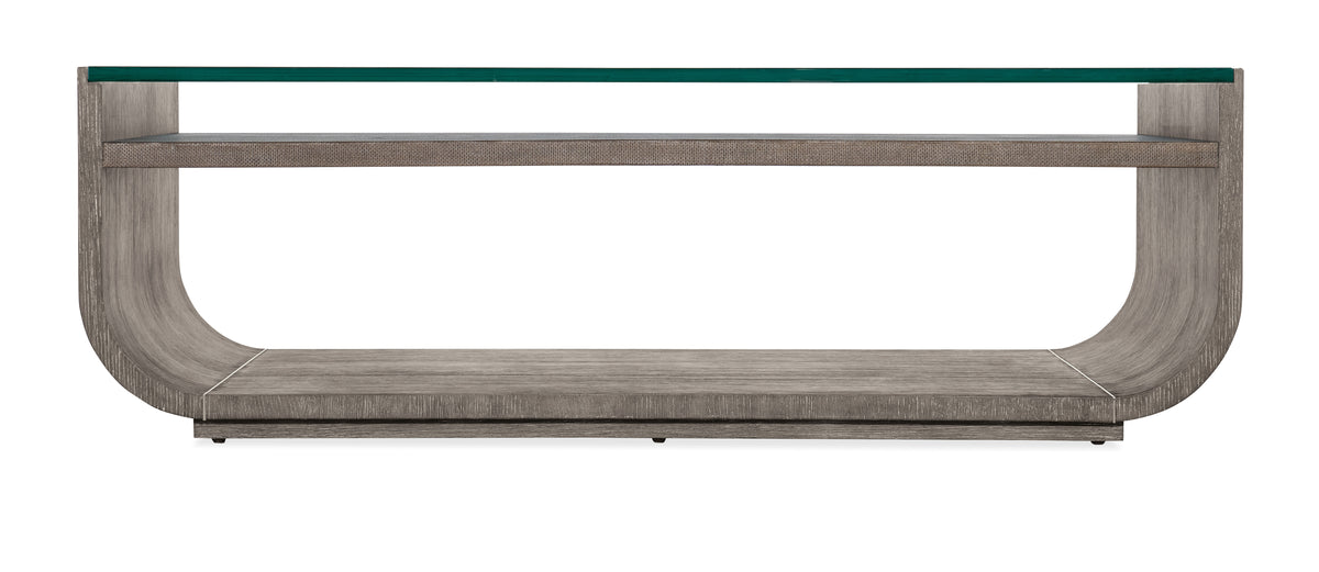 a wood table with a green glass top