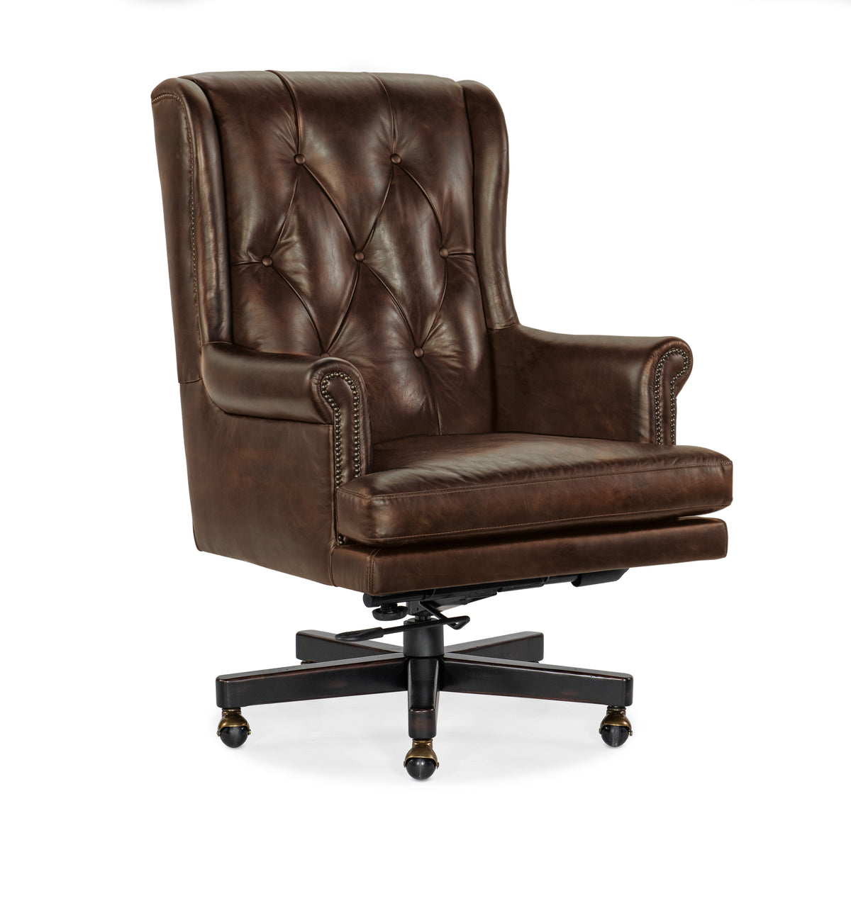 a brown leather office chair