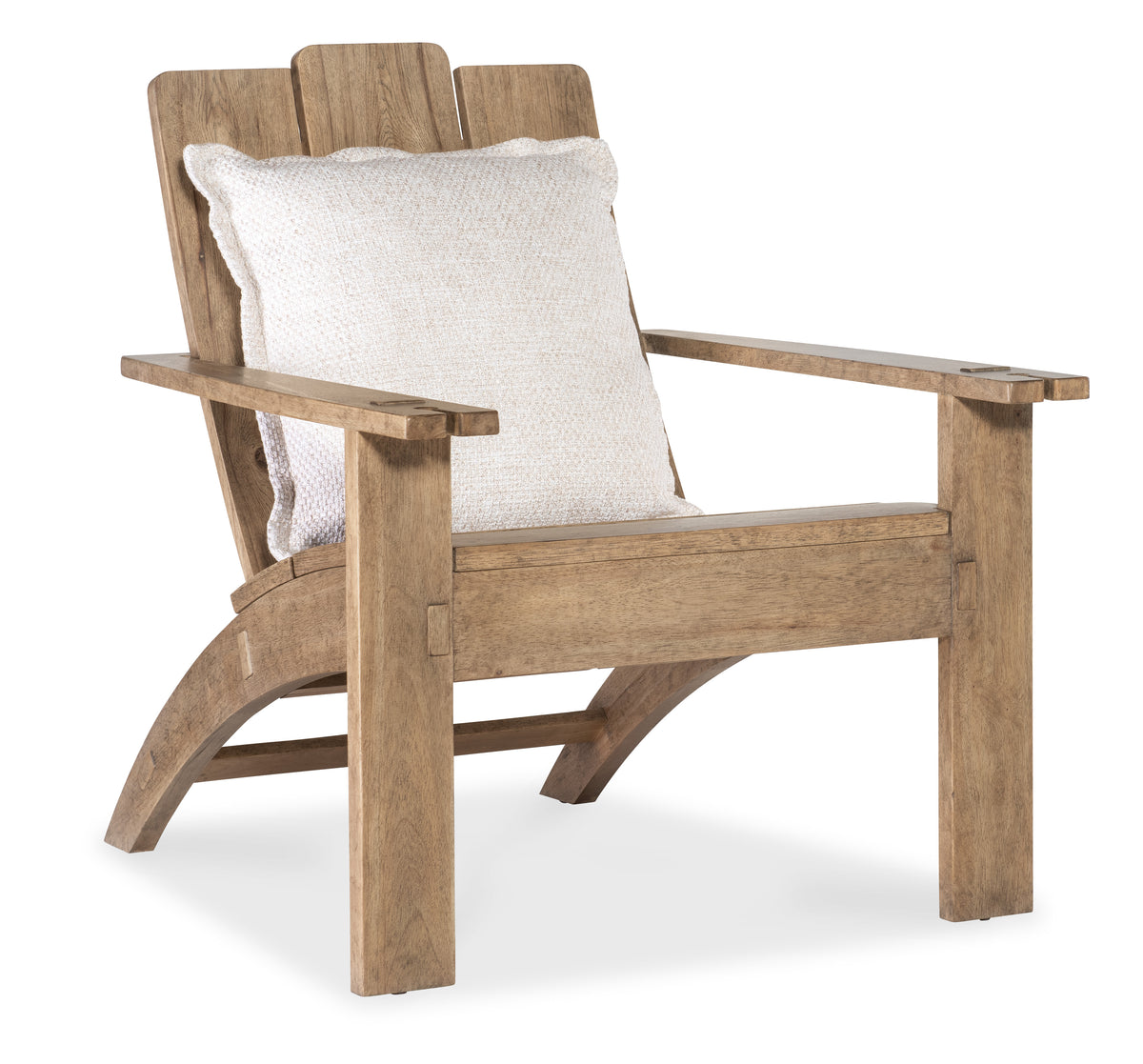 a wooden chair with a pillow