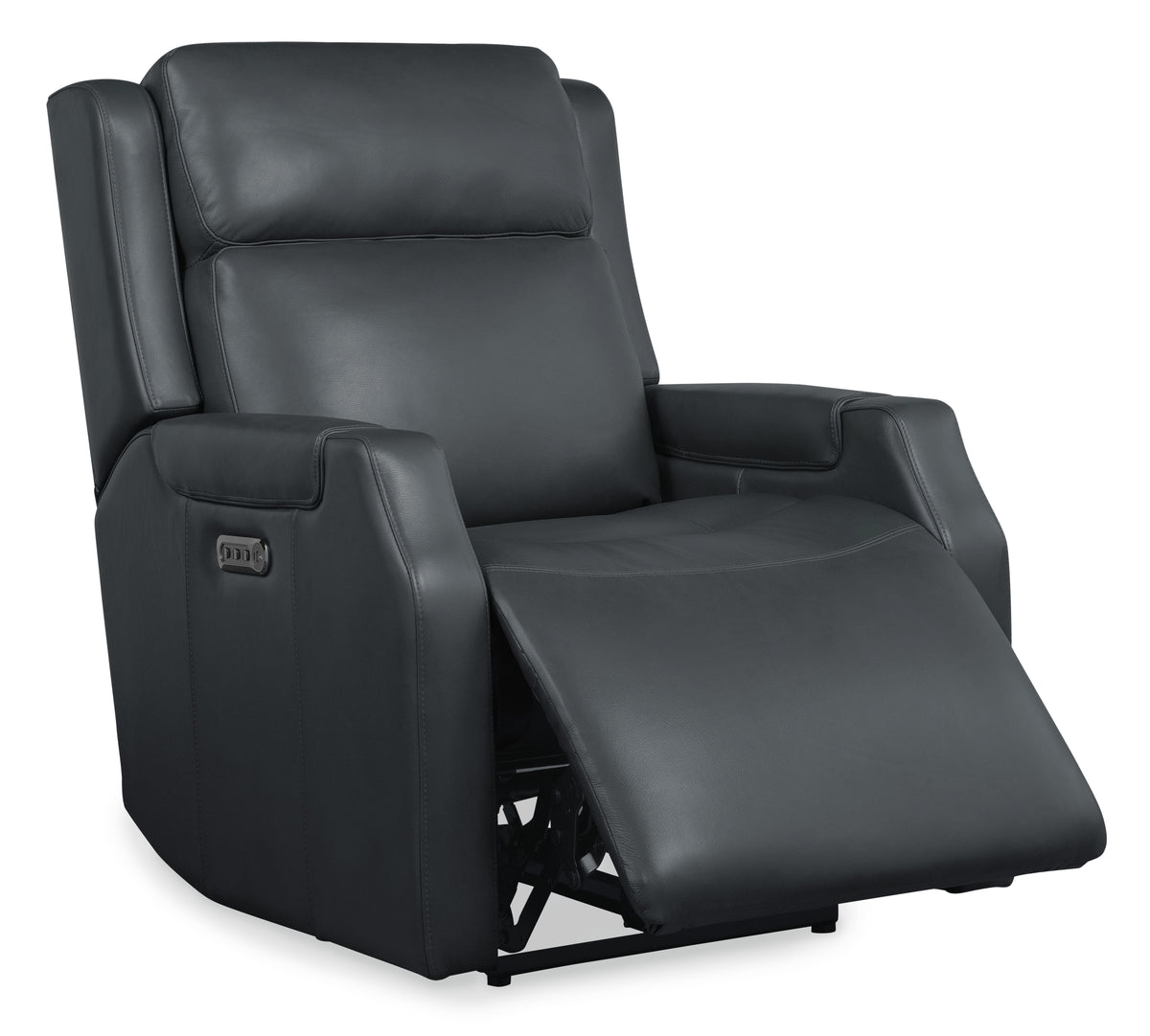 a black recliner with a white background