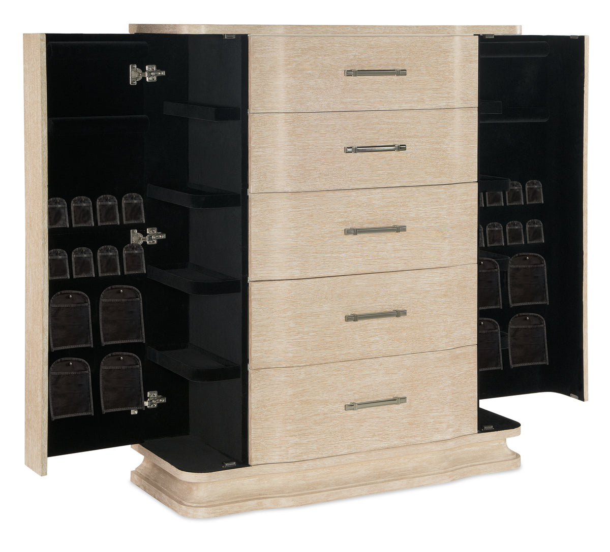 a large chest of drawers with open doors