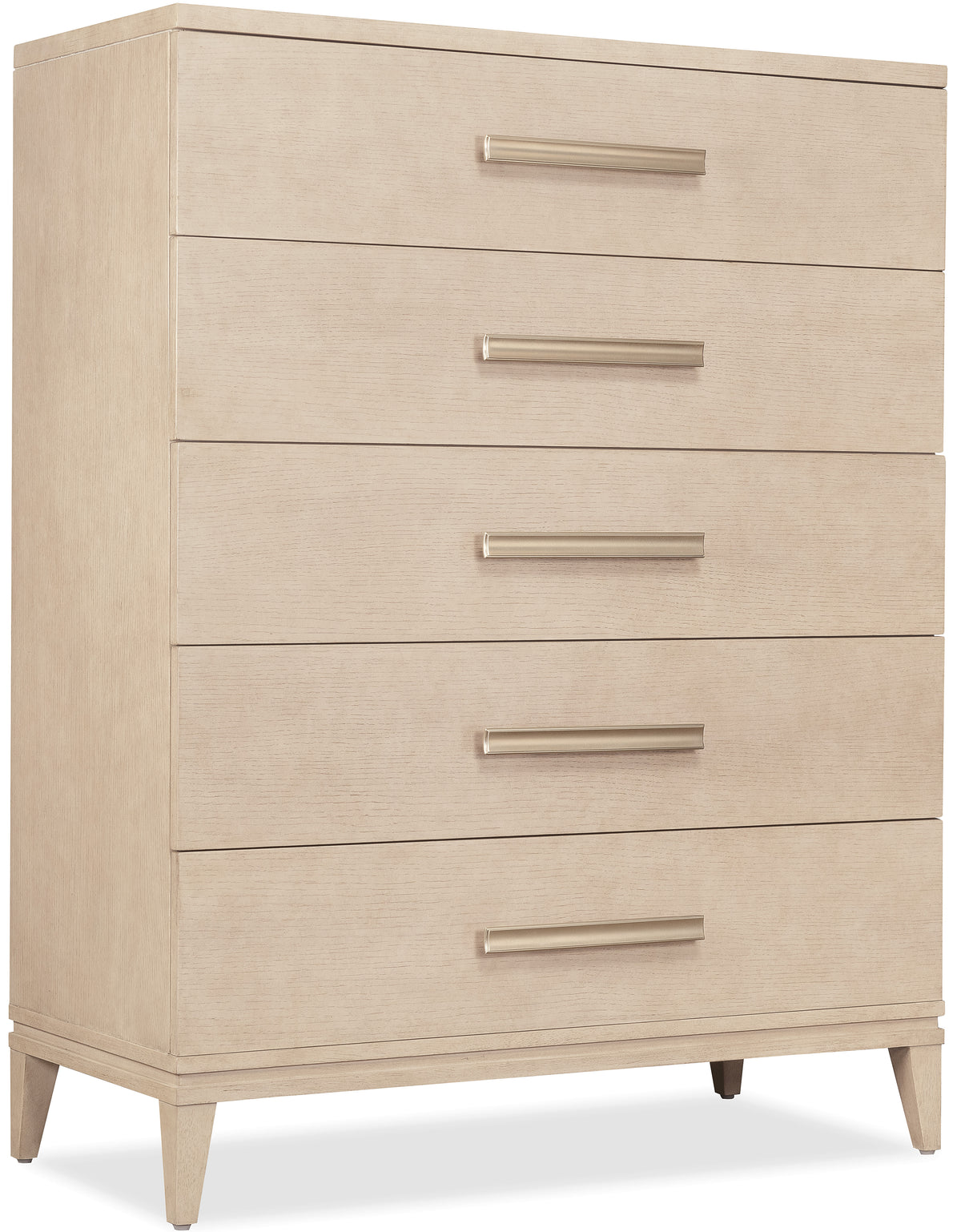 a white dresser with silver handles