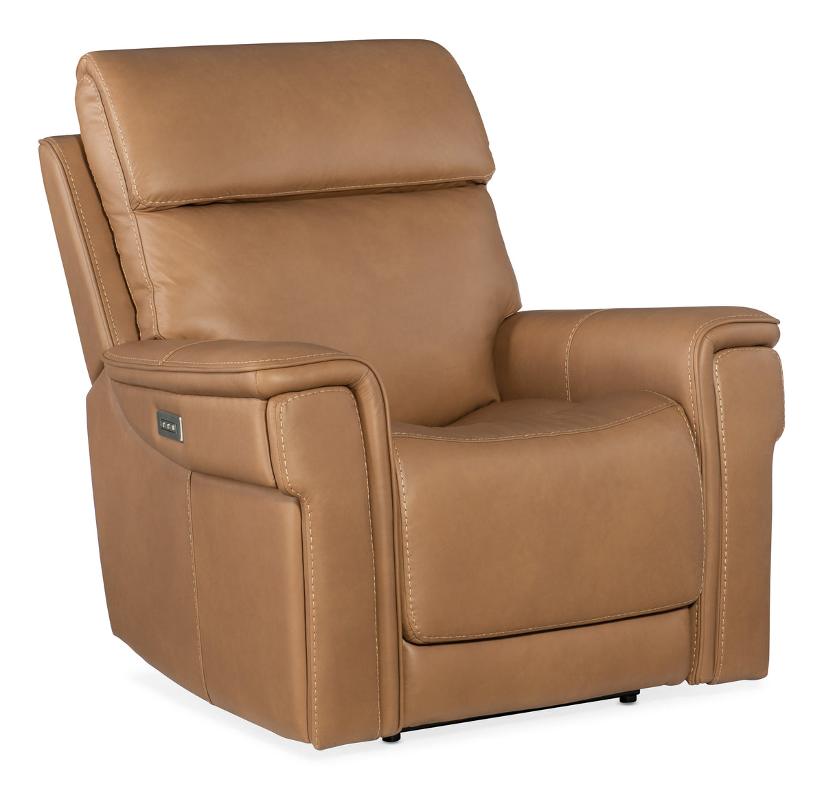 a brown leather recliner chair