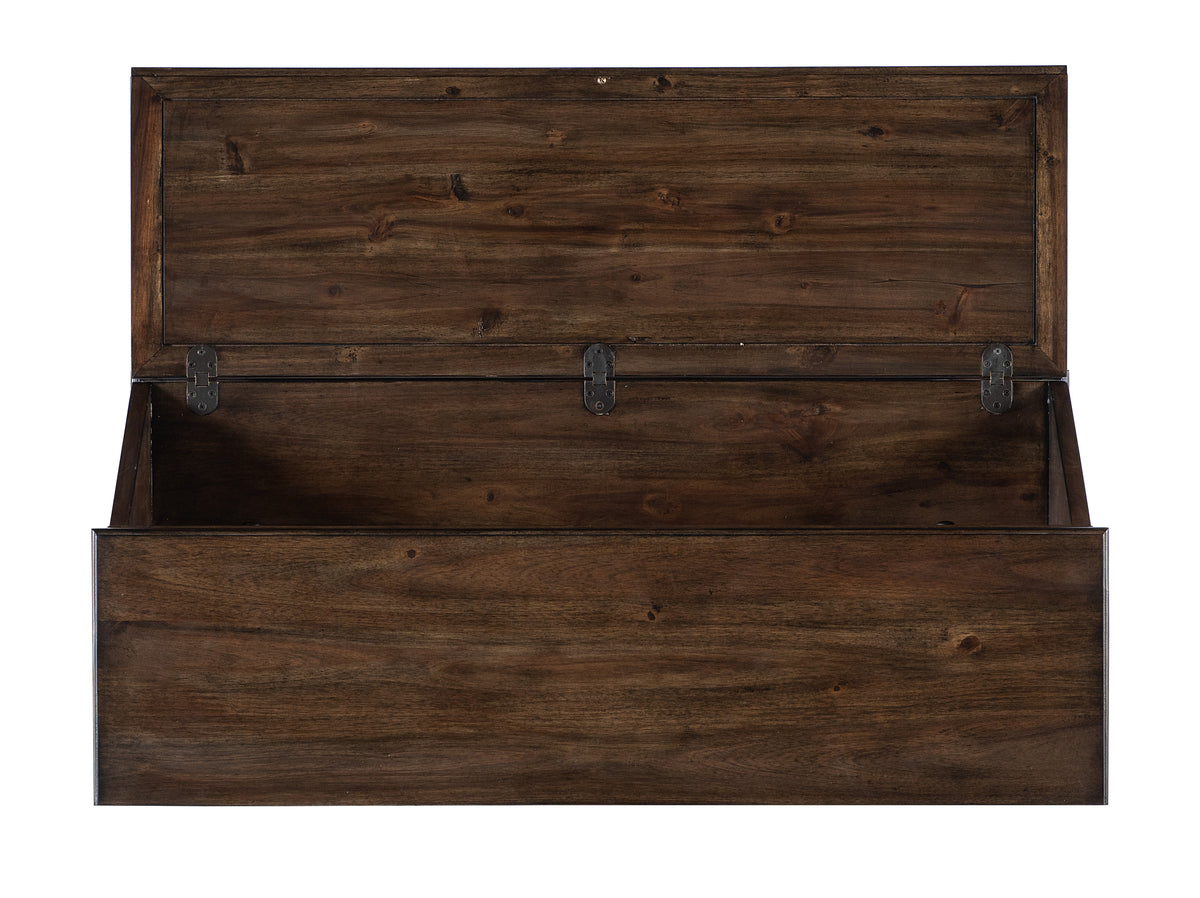a wooden box with a lid open