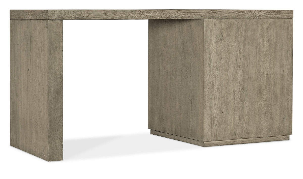 a wooden desk with a rectangular base