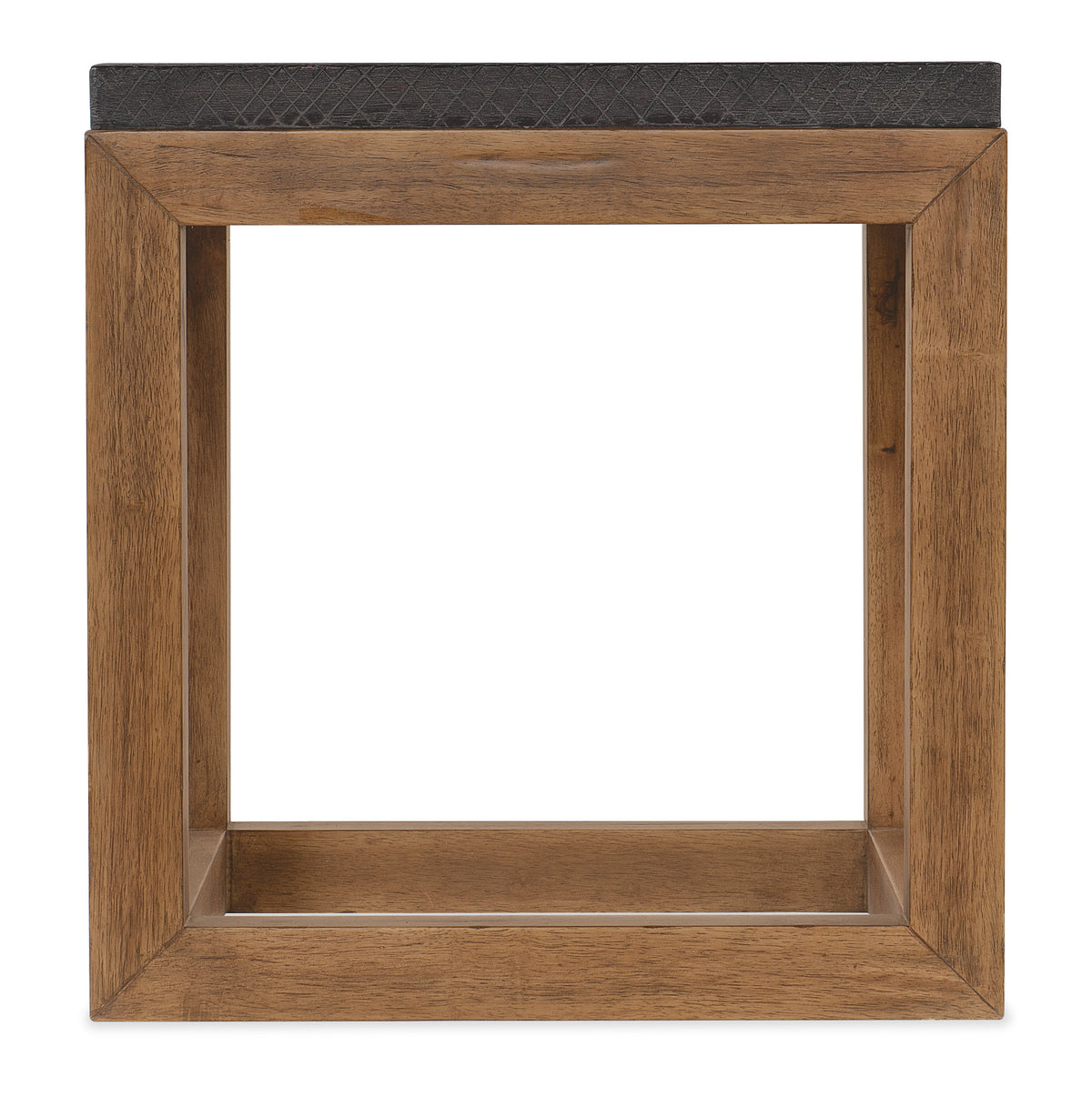 a wooden frame with a black top