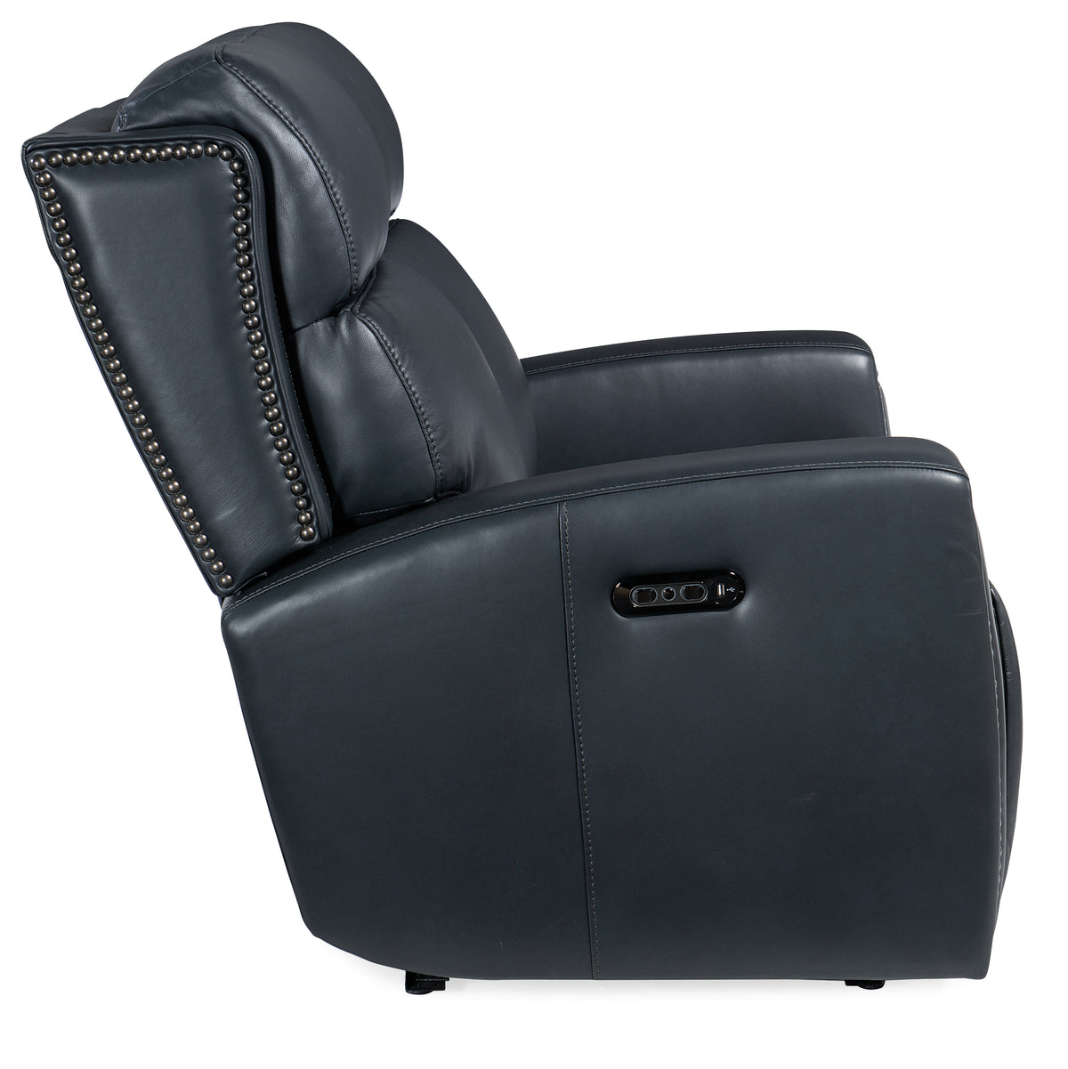 a black leather recliner chair
