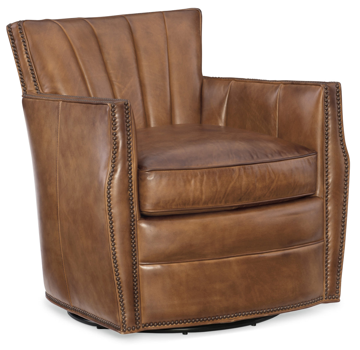a brown leather chair with a white background