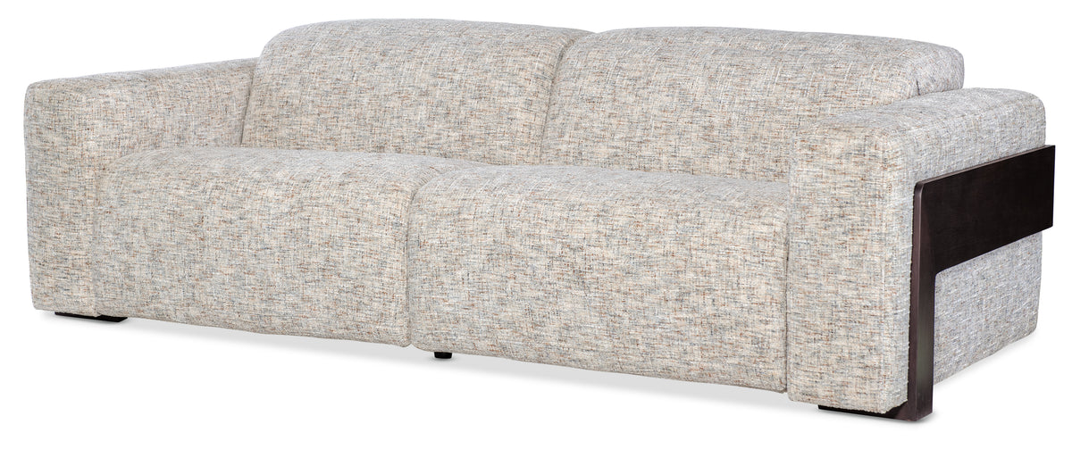 a white couch with black legs