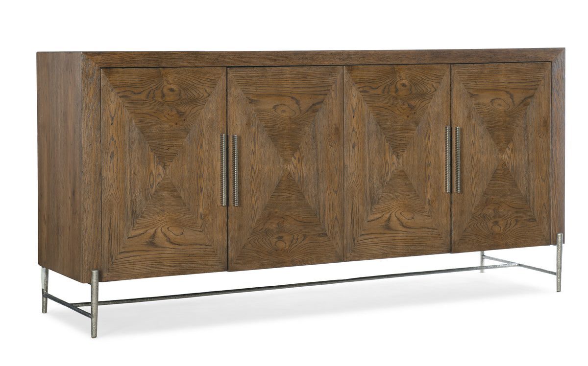 a wooden cabinet with doors