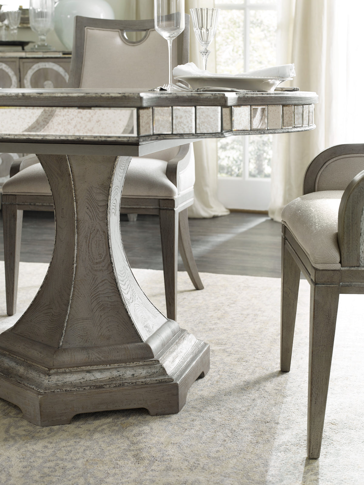 a table with a glass top