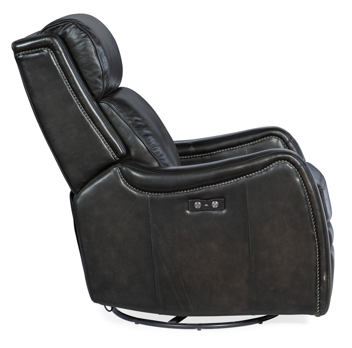 a black leather recliner chair