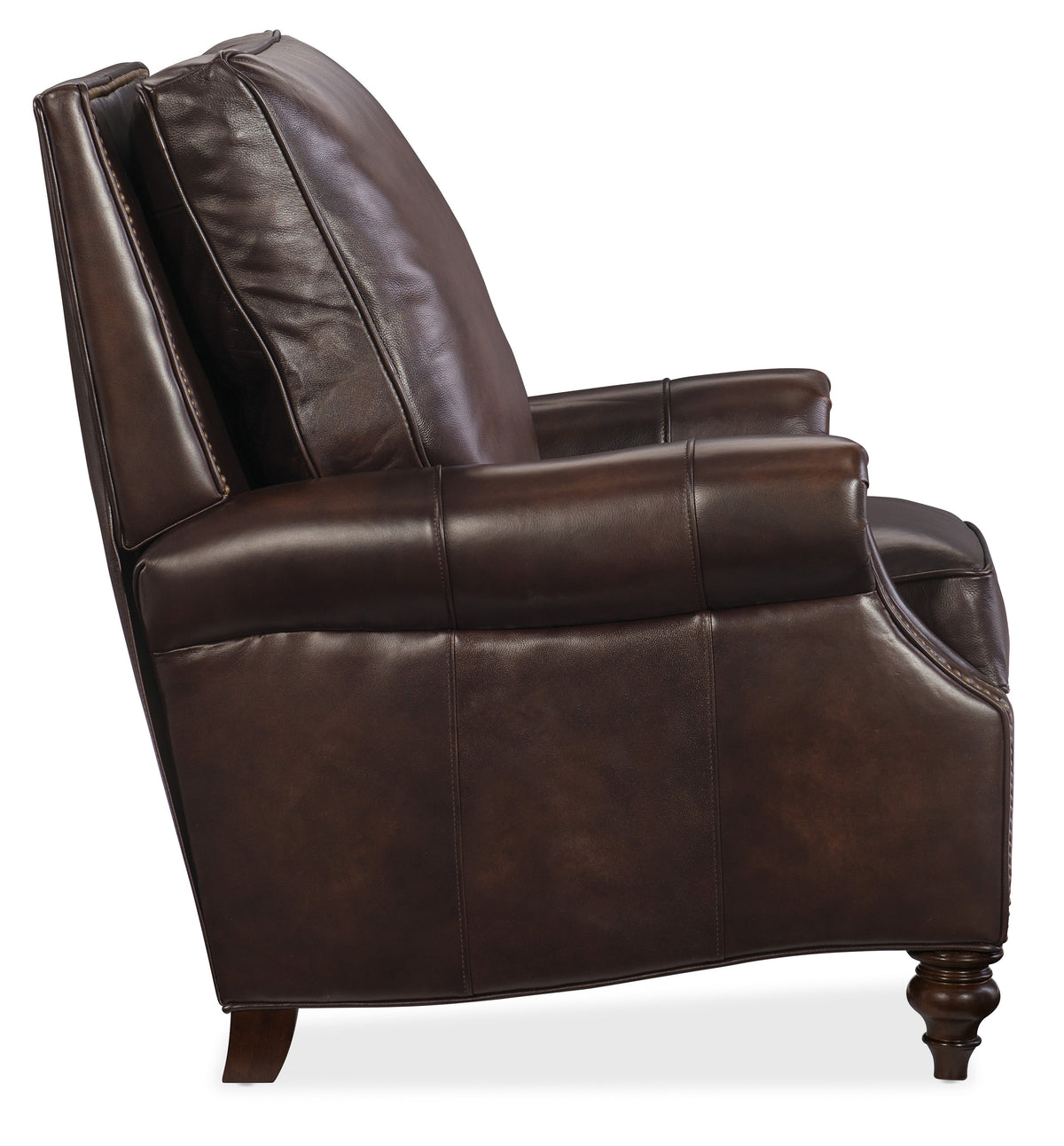 a brown leather chair with a white background
