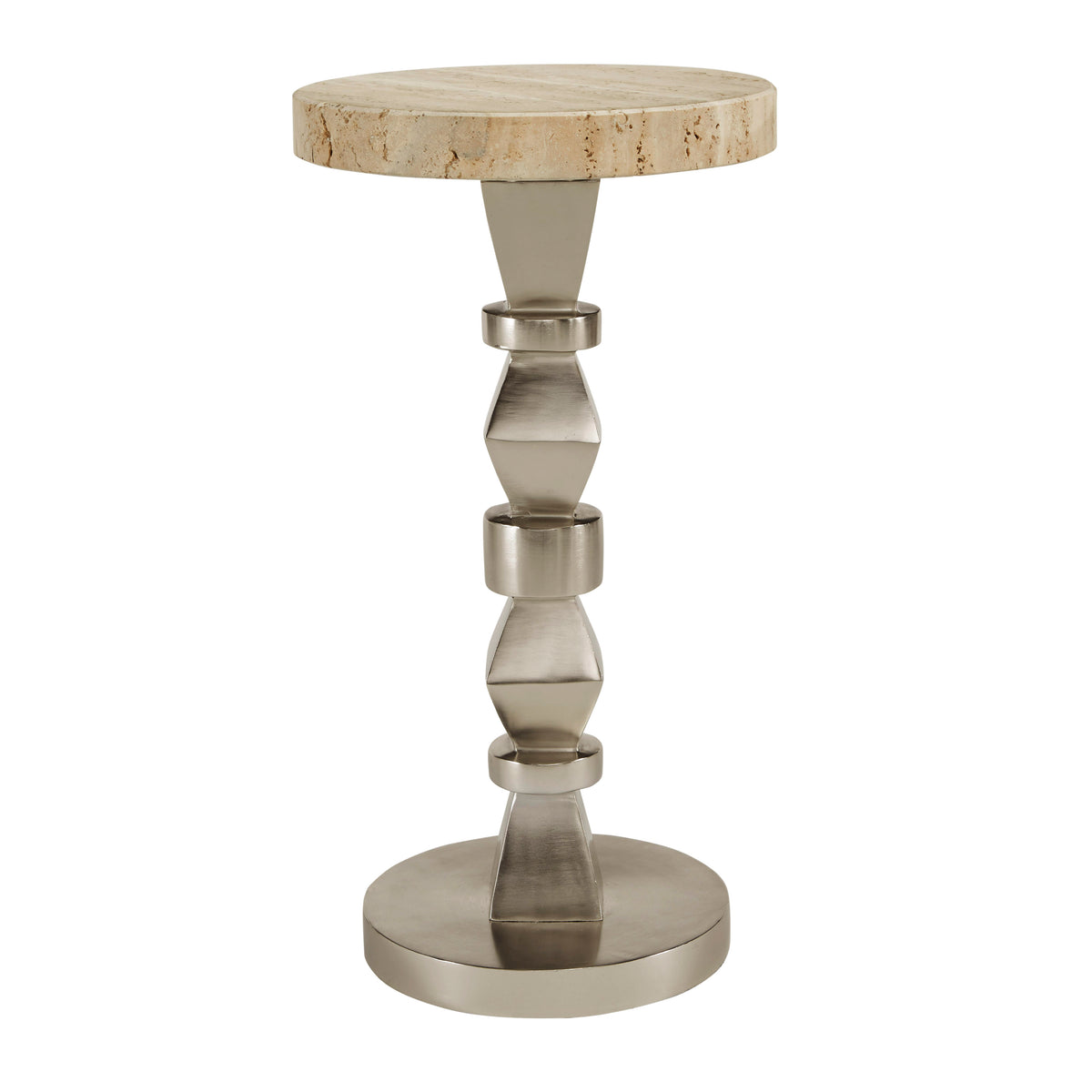 a round table with a stone top