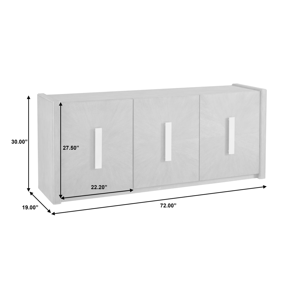 a white cabinet with sizes and measurements