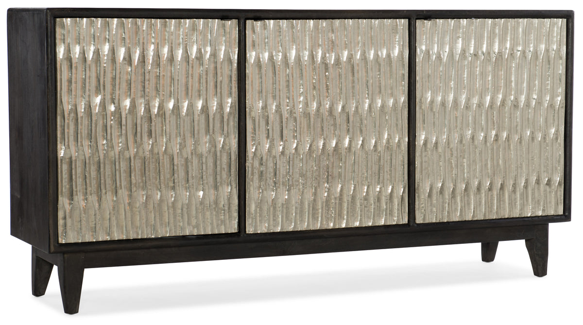 a metal panel with a black frame