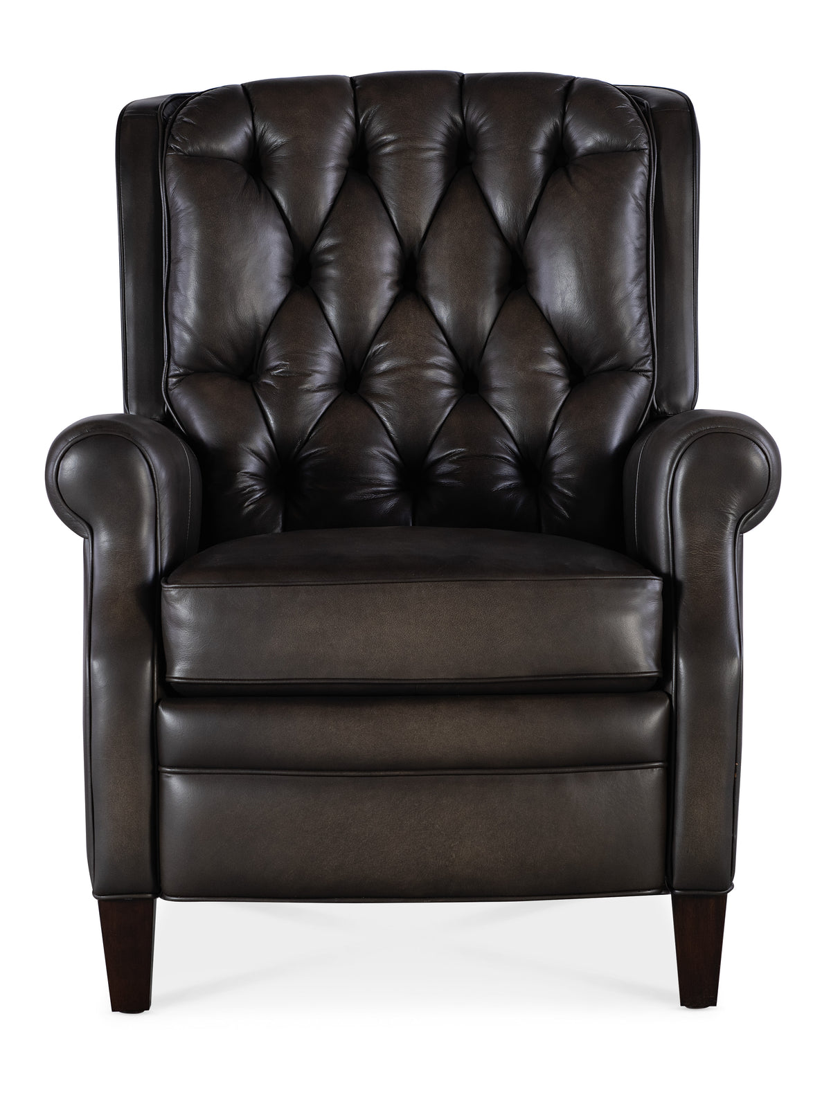 a black leather chair with a white background
