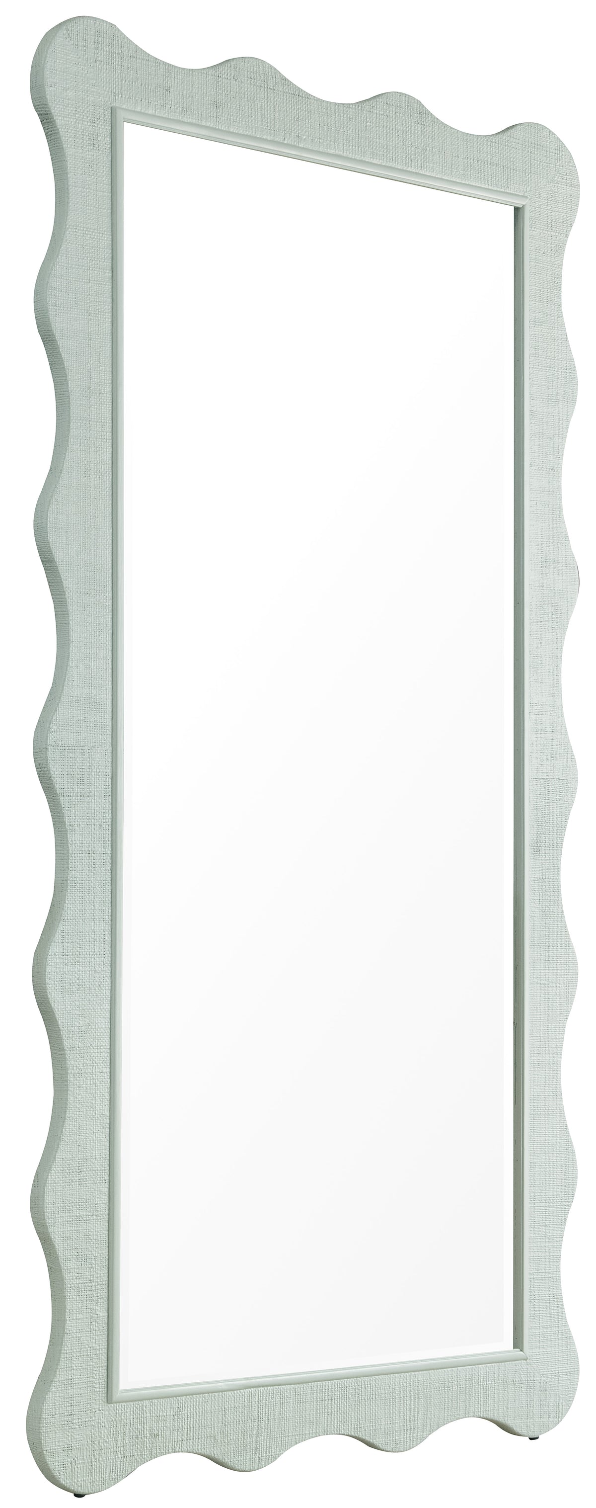 a white rectangular mirror with a white frame