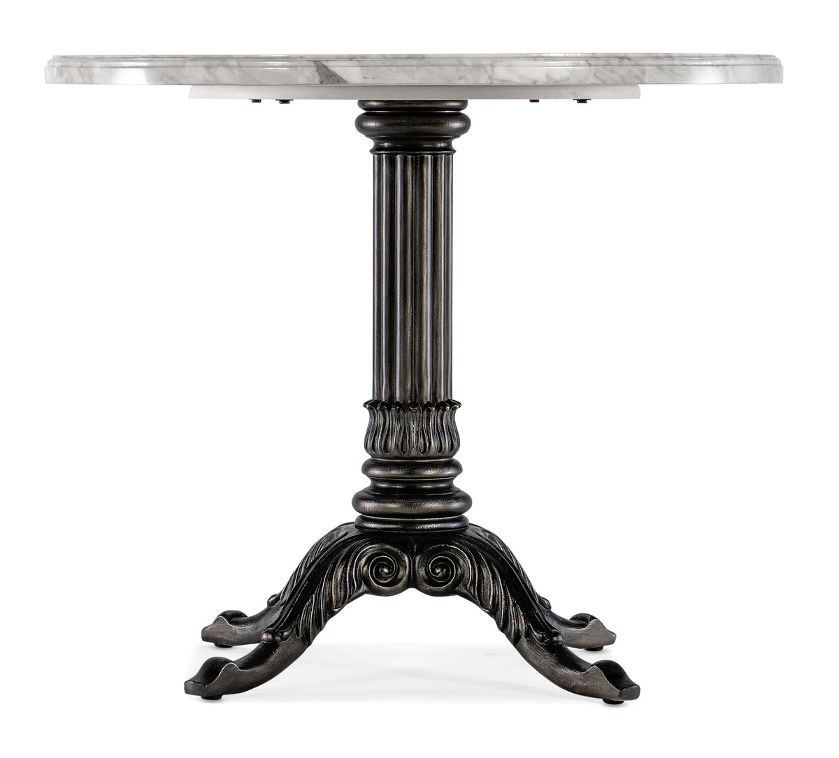 a round table with a metal base