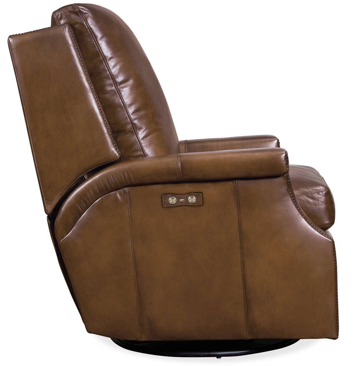a brown leather recliner chair