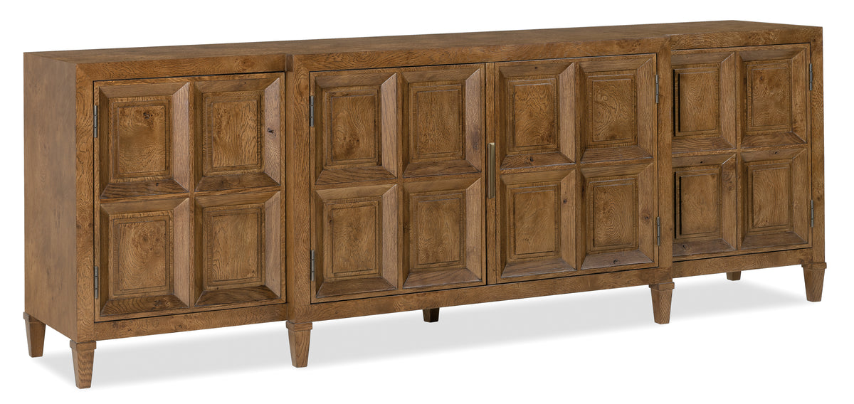 a wooden cabinet with doors