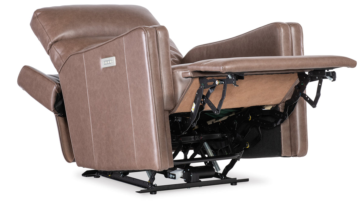 a brown leather recliner with a lift