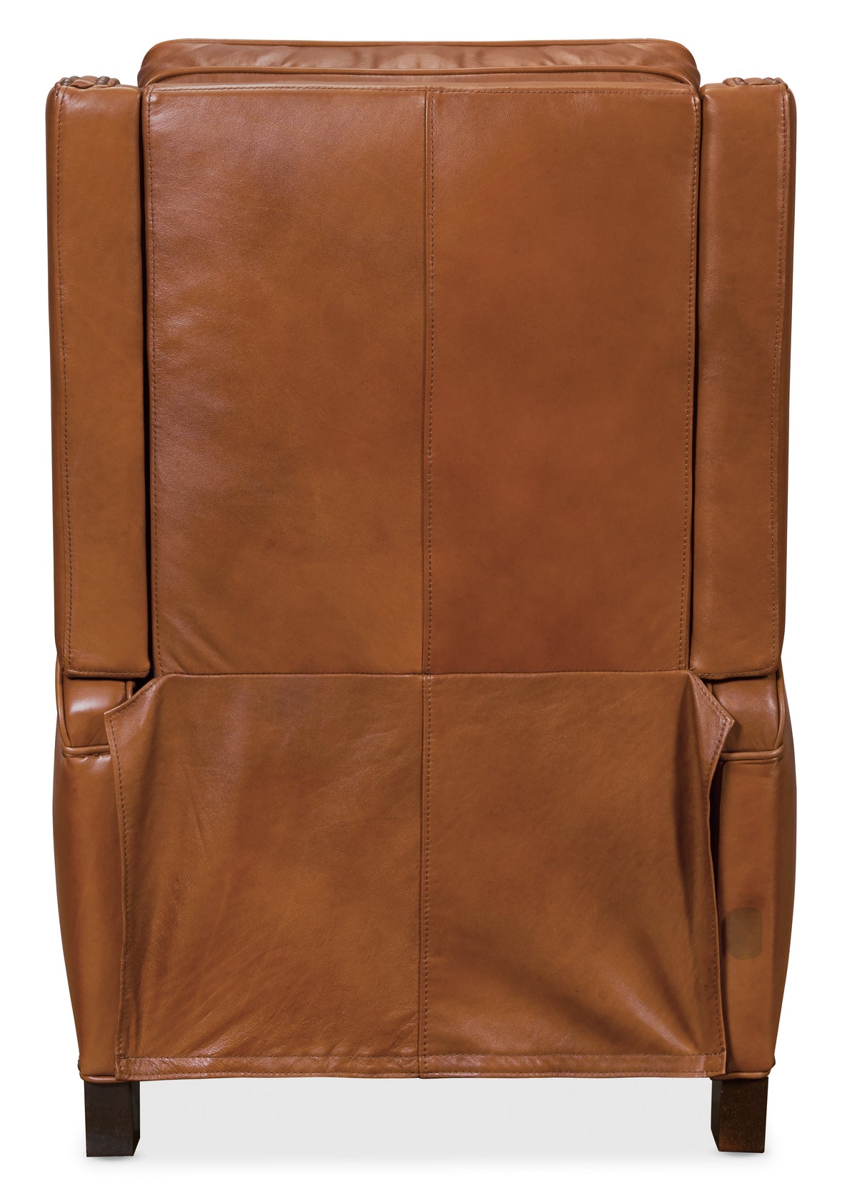 a brown leather chair with pockets
